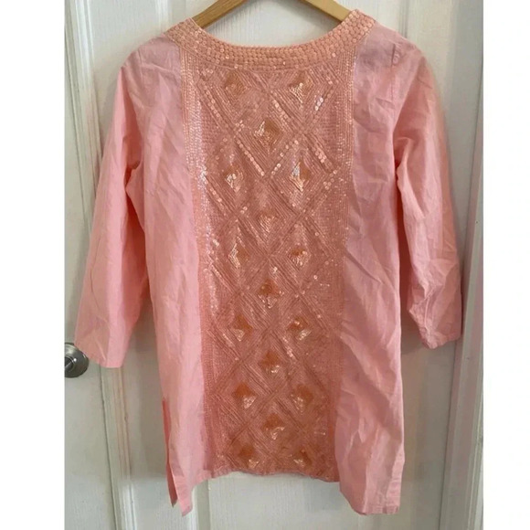 Calypso St. Barth Peach Pink Sequin Tunic - Picture 8 of 8